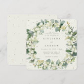 Vierkante Crème Snowberry + Eucalyptus krans bruil Kaart (Voorkant / Achterkant)