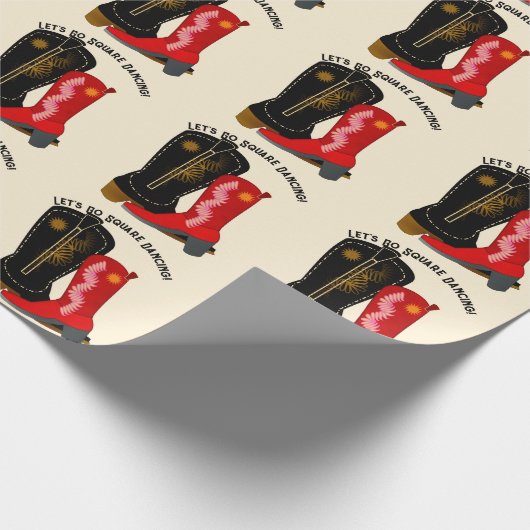 Vierkante Dans Cowboylaarzen Cadeaupapier (Hoek)