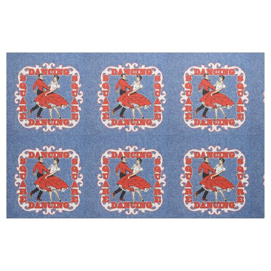 Vierkante Dans Paar op Faux Denim 9" Stof (Fat Quarter)