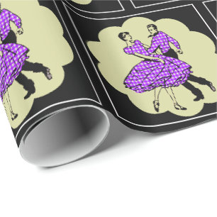 Vierkante dansers land dansers dragen Paarse Cadeaupapier