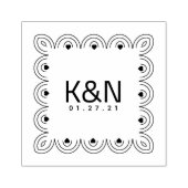 Vierkante Deco Hart Initiaal Logo Bruiloft Stamp Rubberstempel (Afrduk)