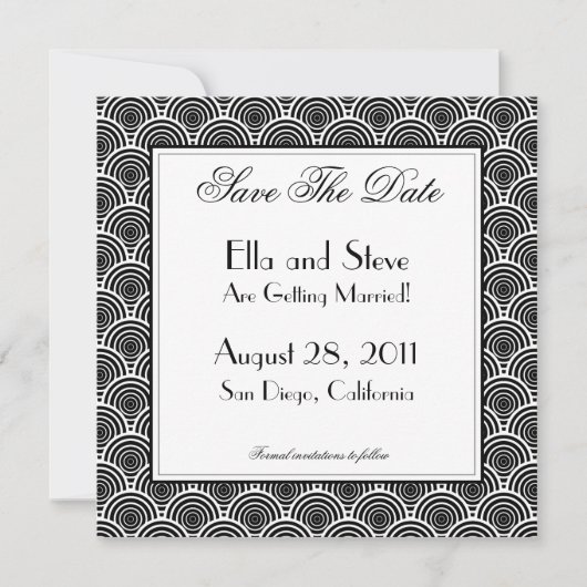 Vierkante Deco Stijl Save The Date (Voorkant)