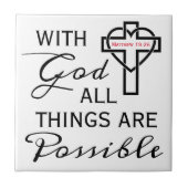 Vierkante decoratieve B&W met God Matthew-scripts Tegeltje (Voorkant)