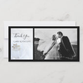 Vierkante diamanten ring en kristallen bruiloft da bedankkaart (Voorkant)