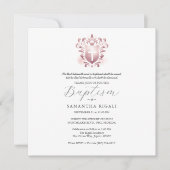 Vierkante doop uitnodigingen religieus roze (Voorkant)