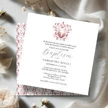 Vierkante doop uitnodigingen religieus roze