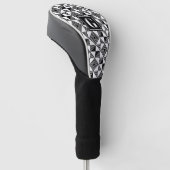 Vierkante driehoek geometrisch zwart wit monogram golfheadcover (Schuin)