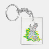 Vierkante (dubbelzijdige) Sleutelhanger/Kitje Sleutelhanger (Voorkant Links)