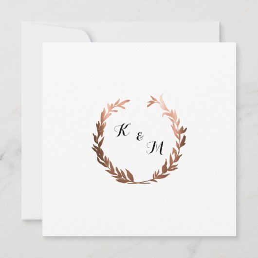 Vierkante Faux Koper Laurel Krans Olijfblad Tak Kaart (Achterkant)
