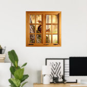 Vierkante Faux-ruitverlichting - eekhoorn Poster (Thuiskantoor)