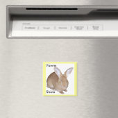 Vierkante Fawn Vlaamse reuzenkonijnenmagneet Magneet (Insitu (Vaatwasser))