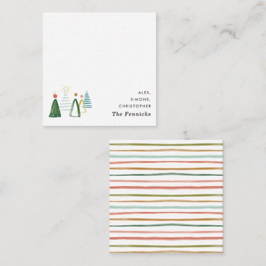 Vierkante feestdag met de moderne Waterverf voor k Notitiekaartje (Voorkant / Achterkant)