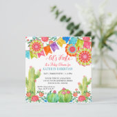 Vierkante Fiesta Cactus Baby shower Meisje Papier  Kaart (Staand voorkant)