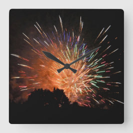 Vierkante Fireworks-klok Klok