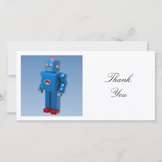Vierkante foto - Blue Robot Bedankkaart (Voorkant)