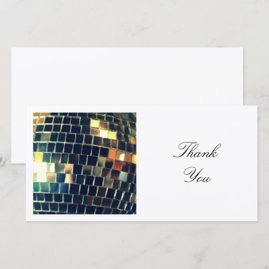 Vierkante foto - Disco Ball Bedankkaart (Voorkant / Achterkant)