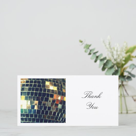 Vierkante foto - Disco Ball Bedankkaart (Staand voorkant)