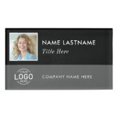 Vierkante foto ID Logo Grijs Zwart Magnetisch Groo Naambadge (Voorkant)