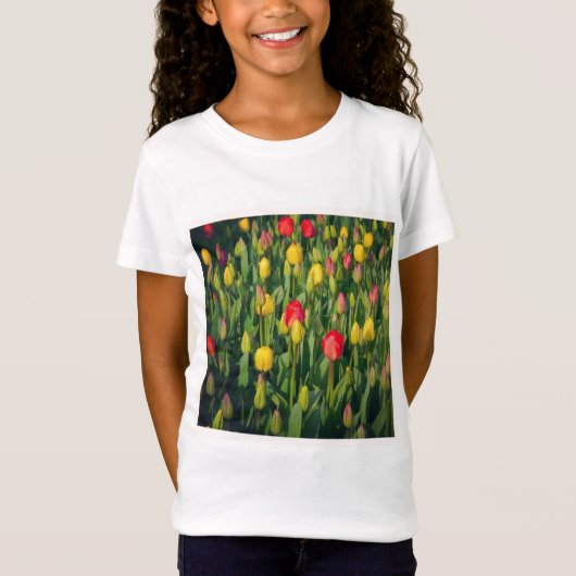 Vierkante foto — kleurrijke Tulpen T-shirt (Voorkant)