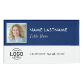 Vierkante foto Logo Navy Blauw Wit Magnetisch Groo Naambadge (Voorkant)