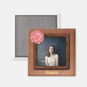 Vierkante foto met tropische ventilator en naam magneet (Voorkant / Achterkant)