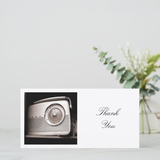 Vierkante foto - Oude radio Bedankkaart (Staand voorkant)