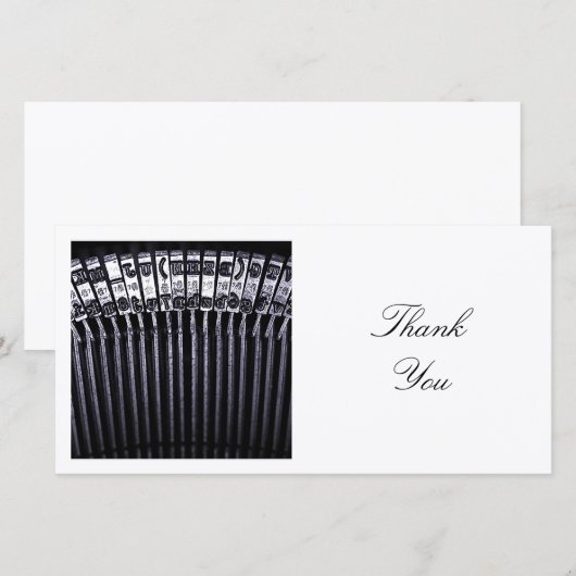 Vierkante foto - schrijfmachine bedankkaart (Voorkant / Achterkant)