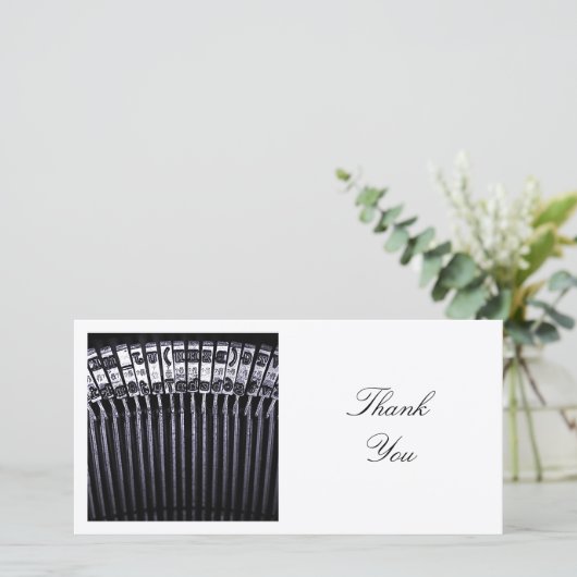 Vierkante foto - schrijfmachine bedankkaart (Staand voorkant)