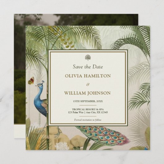 Vierkante foto Tropical Peacock Palm Sla de datum (Voorkant / Achterkant)