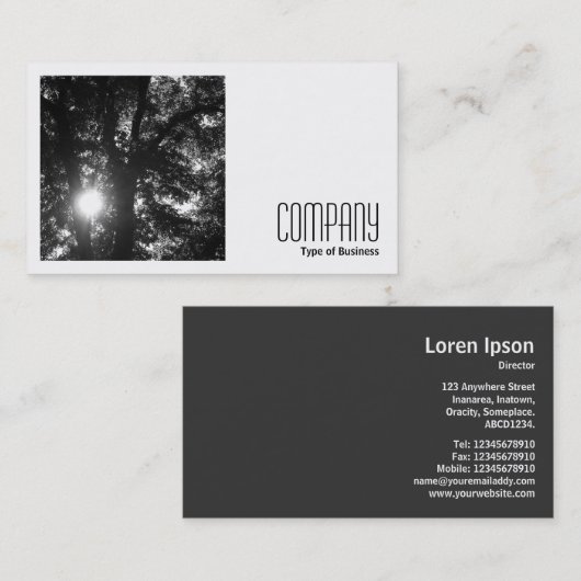 Vierkante foto (v2) - Sun Through Trees B&W Visitekaartje (Voorkant / Achterkant)