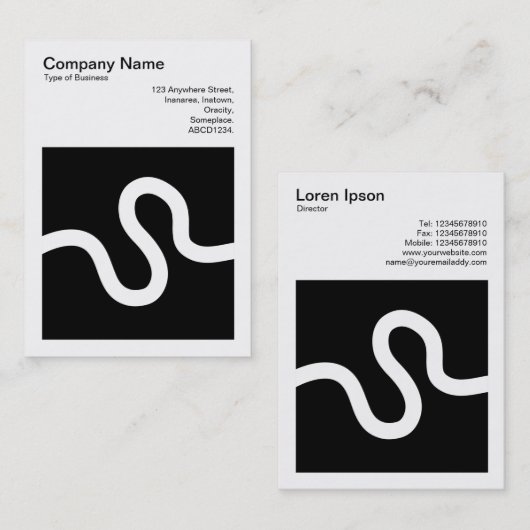 Vierkante foto (v3) - Curvy Line 02 - White on Bla Visitekaartje (Voorkant / Achterkant)