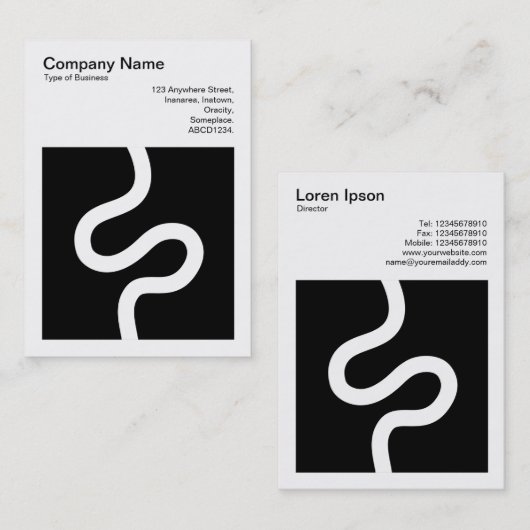 Vierkante foto (v3) - Curvy Line 02 - White on Bla Visitekaartje (Voorkant / Achterkant)