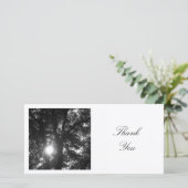 Vierkante foto - Zon door de bomen (BW) Bedankkaart (Staand voorkant)