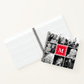 Vierkante Fotocollage Rood Gemonogrammeerd op Maat Notitieboek (Binnen)