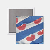 Vierkante Friese Vlag (Fryslan) Koelkast Magneet (Voorkant / Achterkant)
