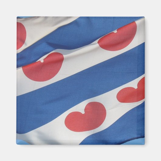 Vierkante Friese Vlag (Fryslan) Koelkast Magneet (Voorkant)