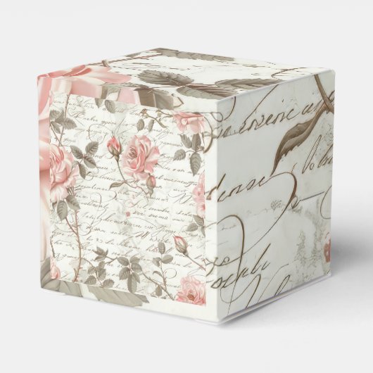 Vierkante geschenkdoos – Roze Rozen Design Bedankdoosjes (Achterkant)