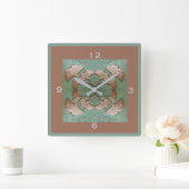 Vierkante Gingko Wandklok (Huis)