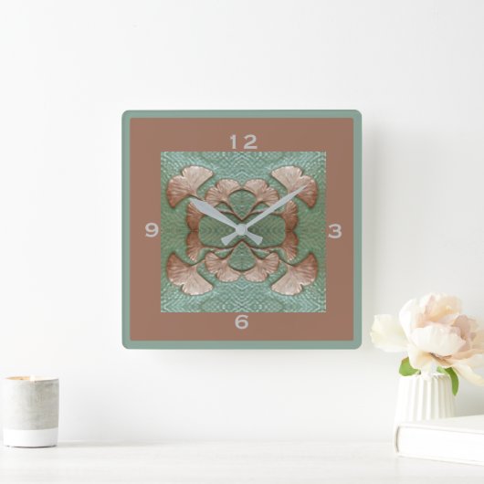 Vierkante Gingko Wandklok (Huis)