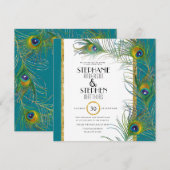 Vierkante Gouden Peacock Veer Moderne Typografie Kaart (Voorkant / Achterkant)