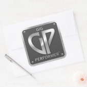 Vierkante GP Sticker met zilveren Logo (Envelop)