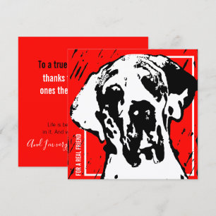 Vierkante Great Dane Vriend Rood & Zwart Linocut Kaart