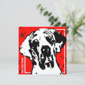 Vierkante Great Dane Vriend Rood & Zwart Linocut Kaart (Staand voorkant)