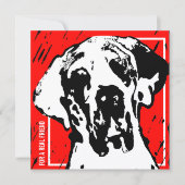 Vierkante Great Dane Vriend Rood & Zwart Linocut Kaart (Voorkant)