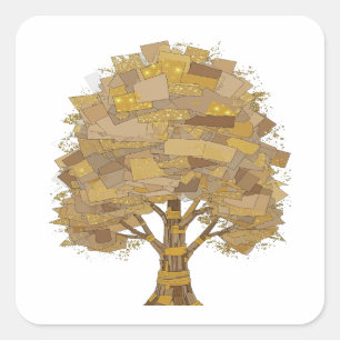 Vierkante grijze BOOM VAN KENNIS Vierkante Sticker