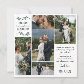 Vierkante Groene Mistletoe Vrolijk getrouwd Kerstm Bedankkaart (Voorkant)