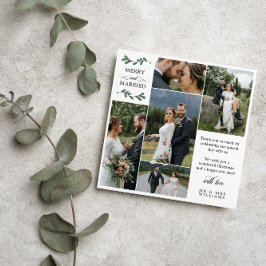 Vierkante Groene Mistletoe Vrolijk getrouwd Kerstm Bedankkaart