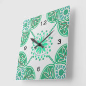 Vierkante Groene Tegel Patroon Wandklok (Hoek)