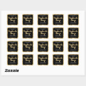 Vierkante handgemaakte zeep product label - zwart (Vel)