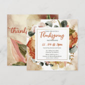 Vierkante Herfst Floral Burnt Oranje Thanksgiving Kaart (Voorkant / Achterkant)